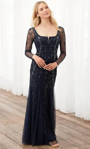 Adrianna Papell Platinum 40396 - Floral Beaded Full Length Dress