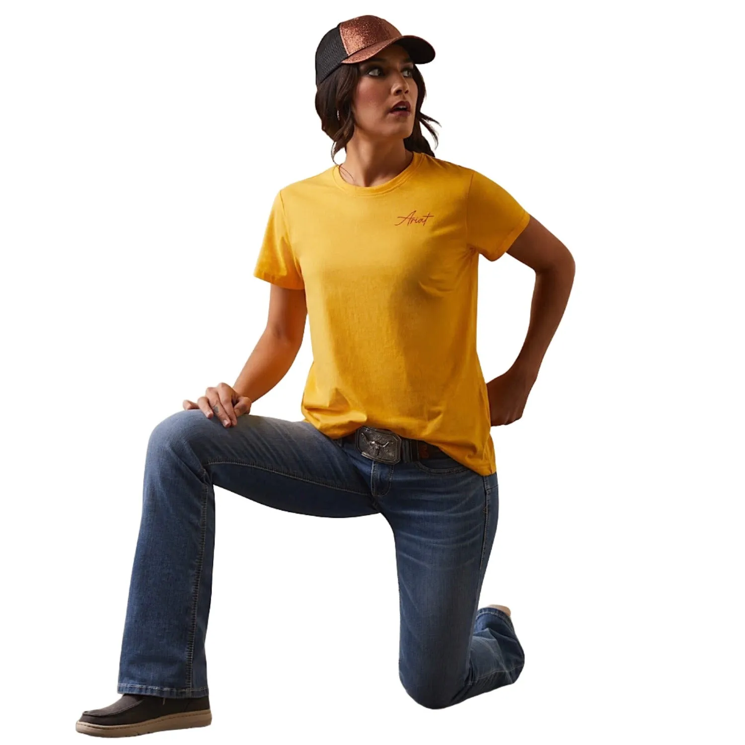 Ariat Womens REAL Cool Cow Tee Yolk Yellow