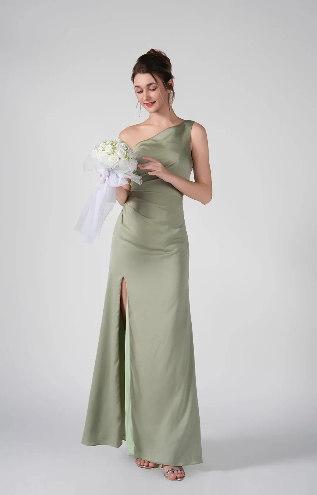 Asymmetrical One-Shoulder Warp Hip Side Slit Dresses