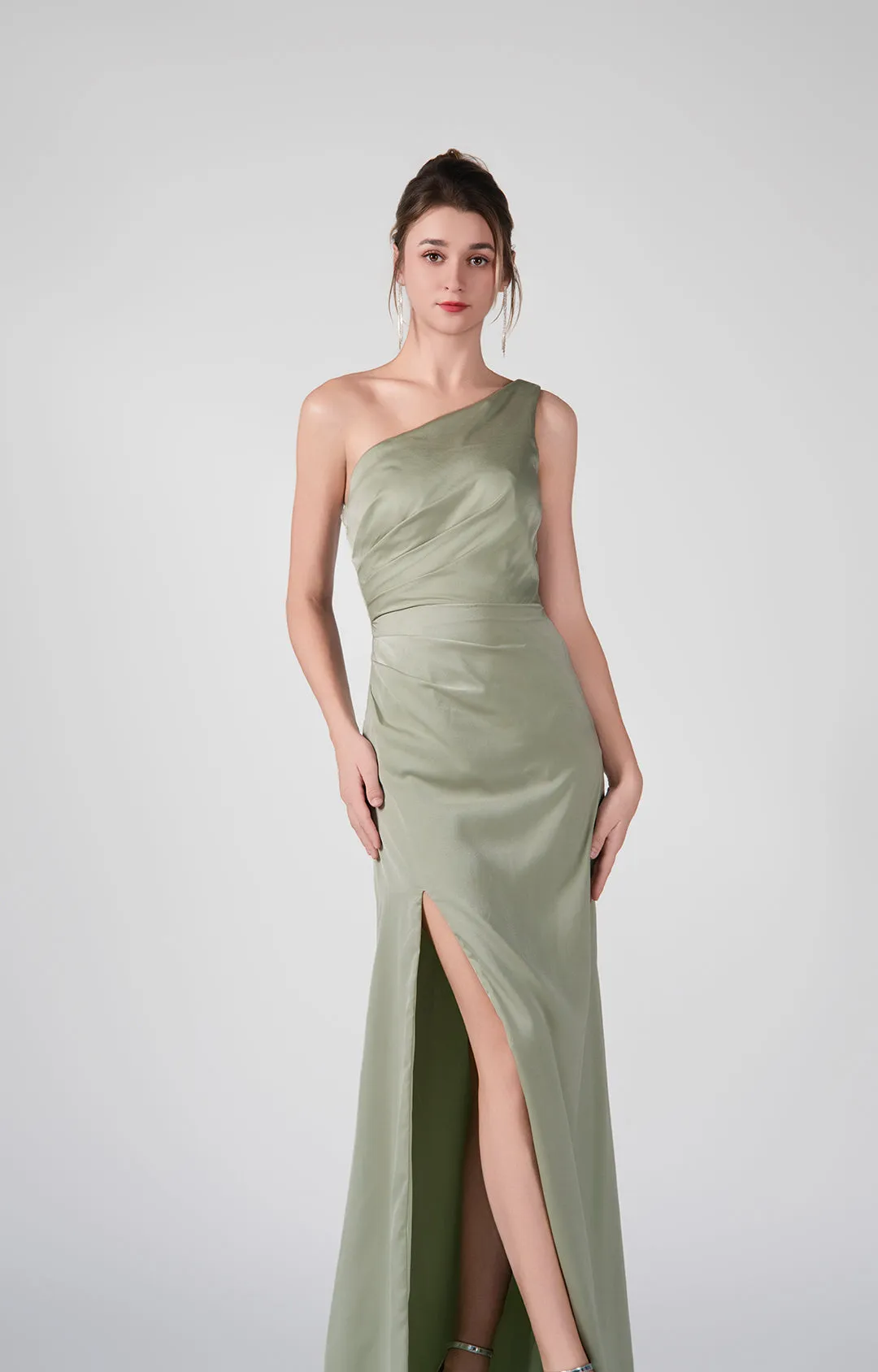 Asymmetrical One-Shoulder Warp Hip Side Slit Dresses