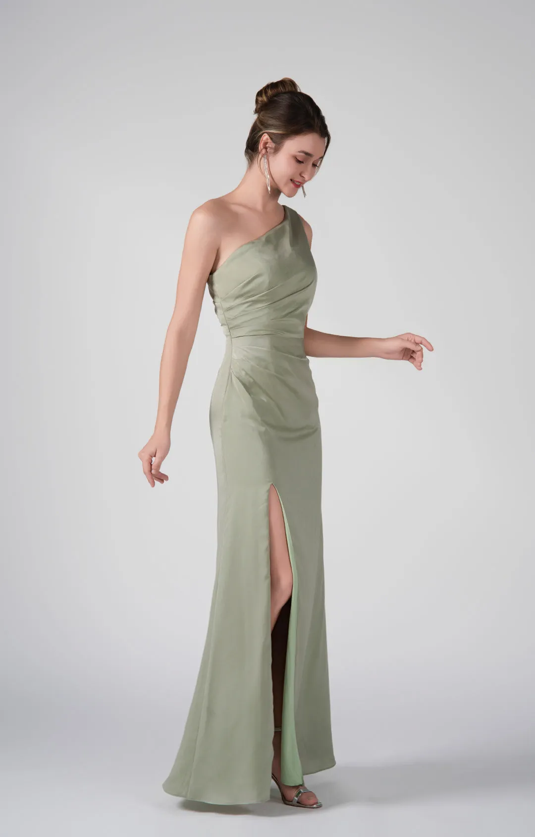 Asymmetrical One-Shoulder Warp Hip Side Slit Dresses