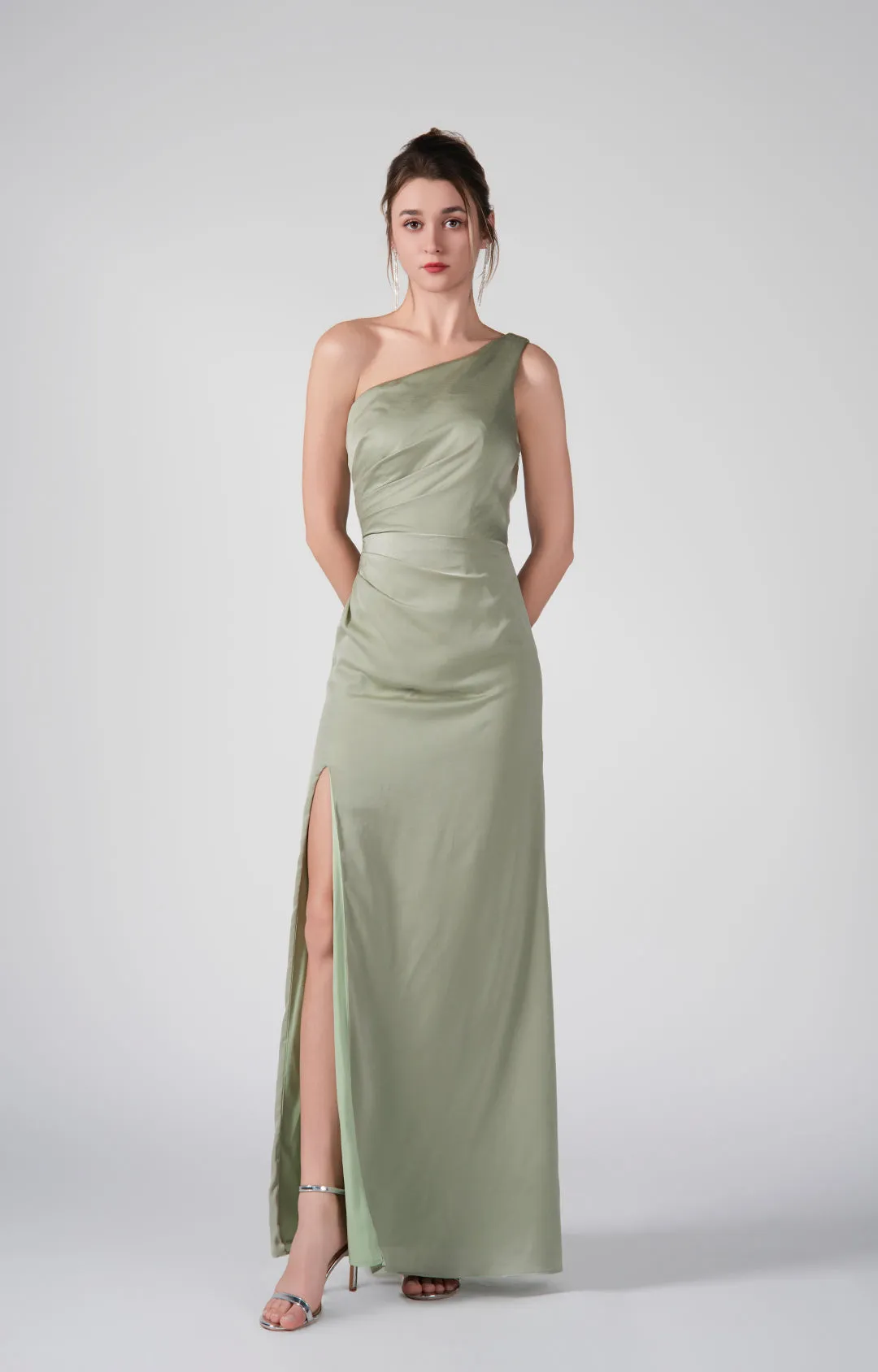 Asymmetrical One-Shoulder Warp Hip Side Slit Dresses