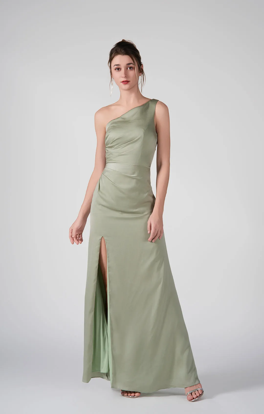 Asymmetrical One-Shoulder Warp Hip Side Slit Dresses