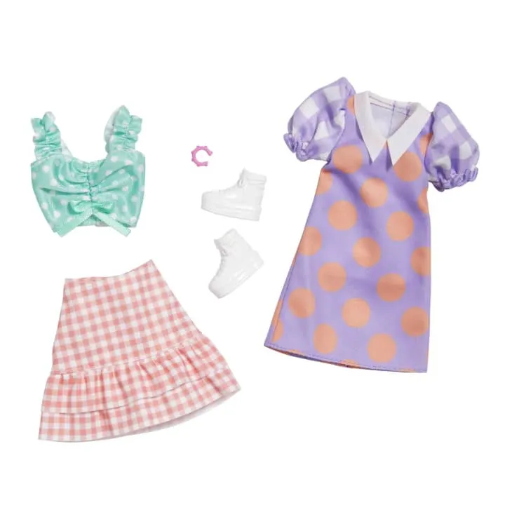 Barbie Fashions 2 Pack Green Spotted Top And Purple Spotted Dress