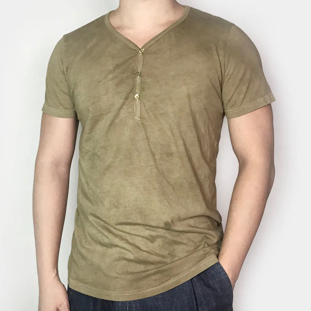 BZEN M.3210-KAITO REGULAR FIT SHORT SLEEVE 3 BUTTON JERSEY HENLEY-145GSM-E0 BRONZE
