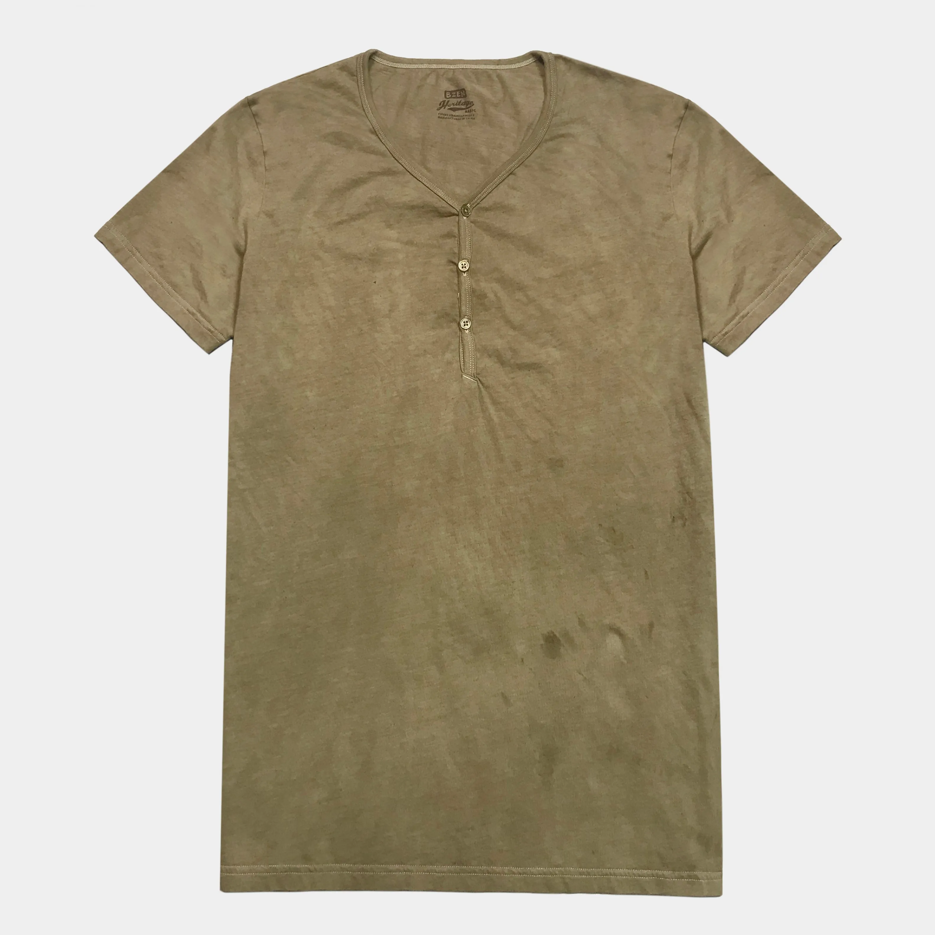 BZEN M.3210-KAITO REGULAR FIT SHORT SLEEVE 3 BUTTON JERSEY HENLEY-145GSM-E0 BRONZE