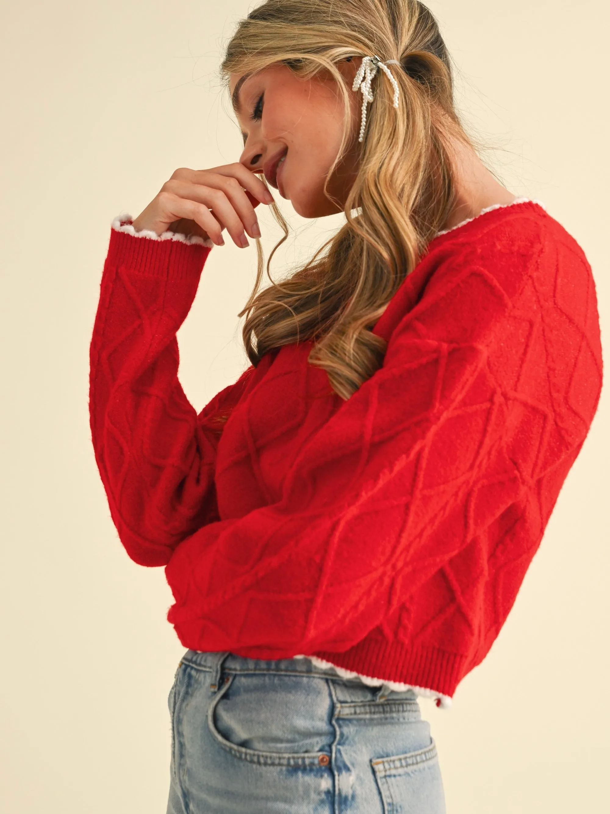 Cable & Scallop Edge Sweater