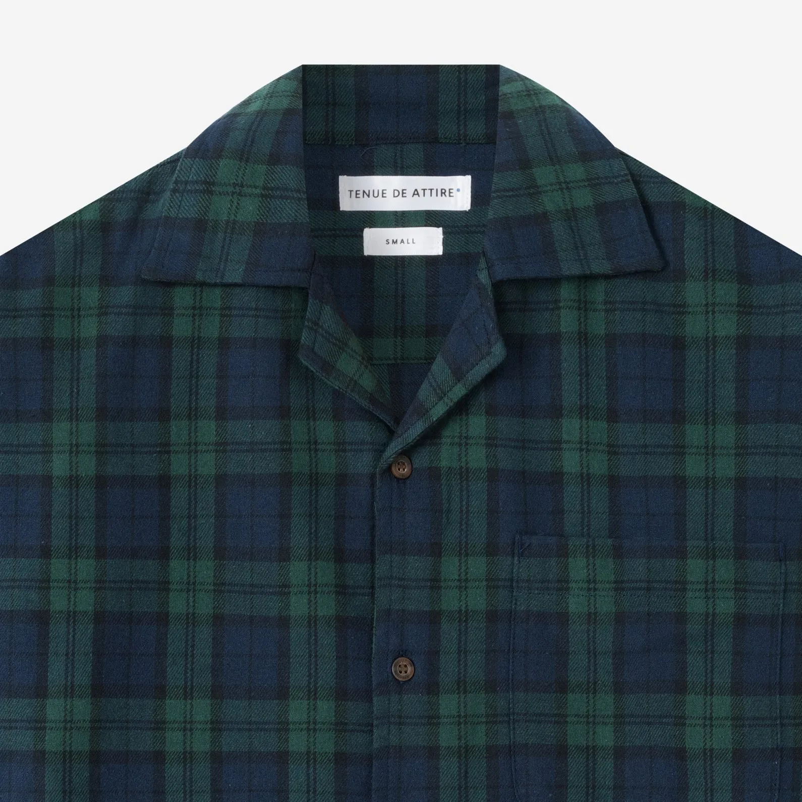College Days Short Sleeve Camp Collar Plaid Shirt - Green Blue