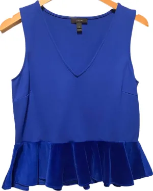 Cool Winter Cobalt Velvet Peplum Top