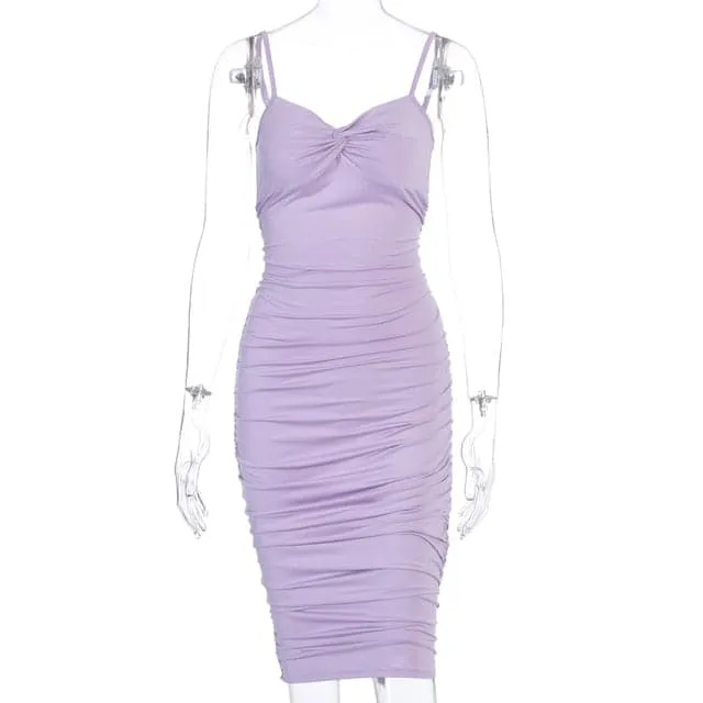 DressBetty - Women Strap V Neck Bodycon Sexy Midi Dress
