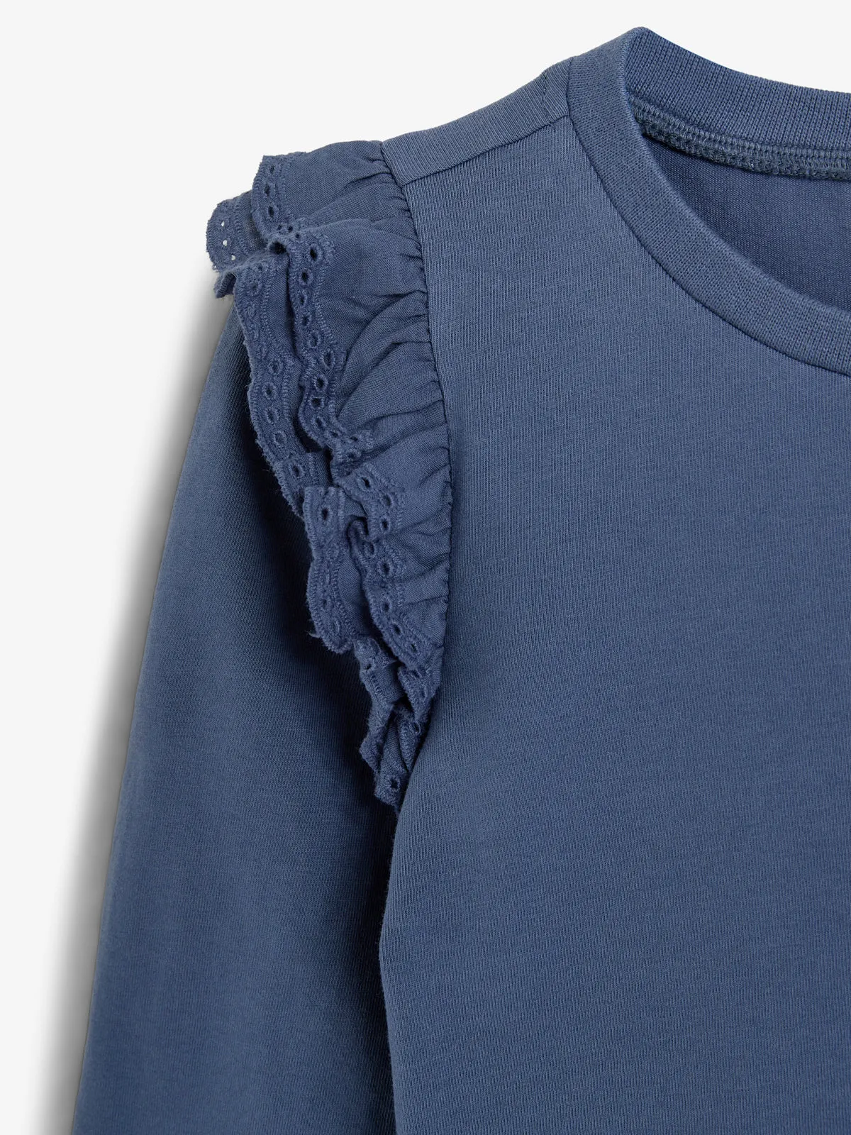 Frill Cap Jersey Blouse - Kids - Vintage Blue