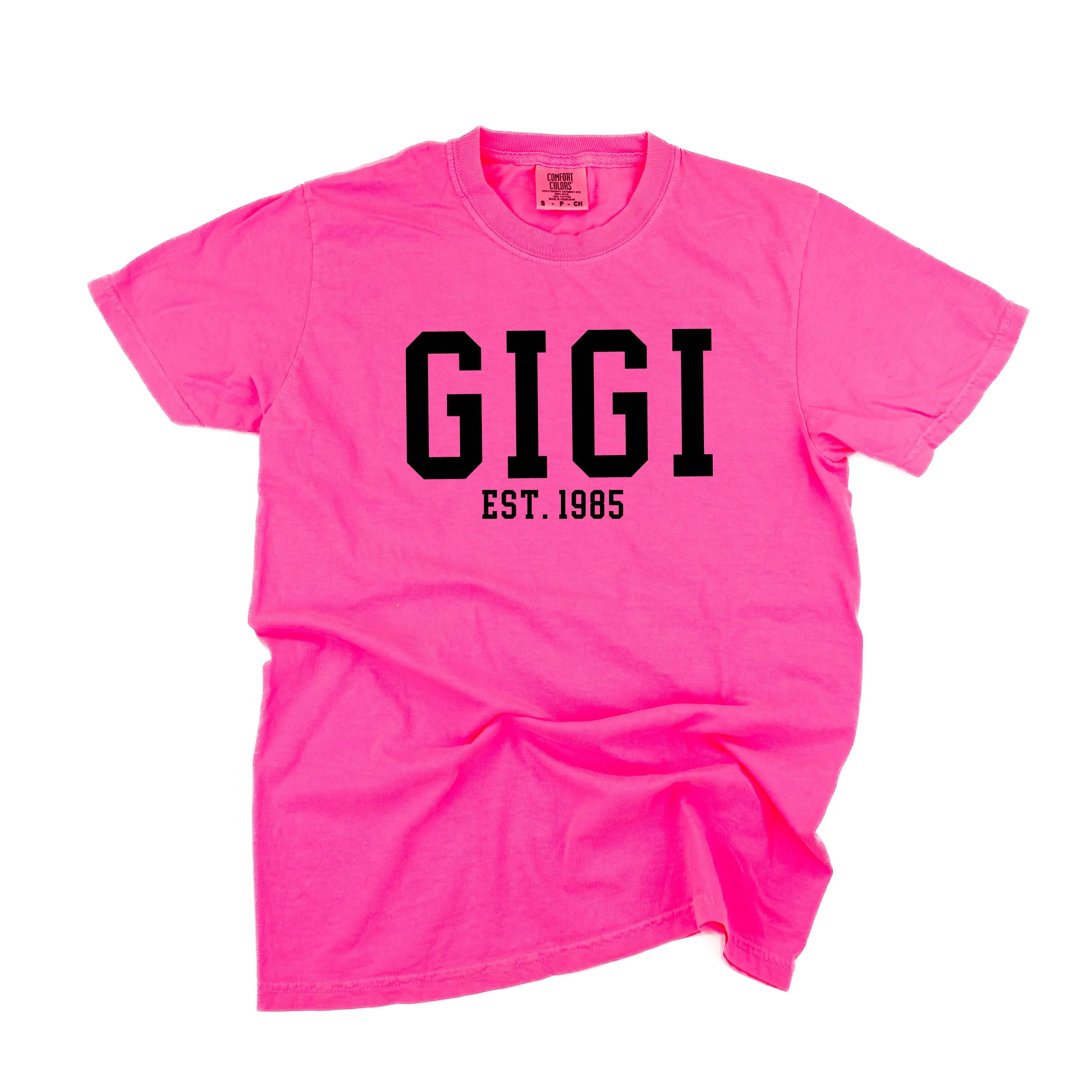 Gigi - EST. (Select Your Year) - SHORT SLEEVE COMFORT COLORS TEE
