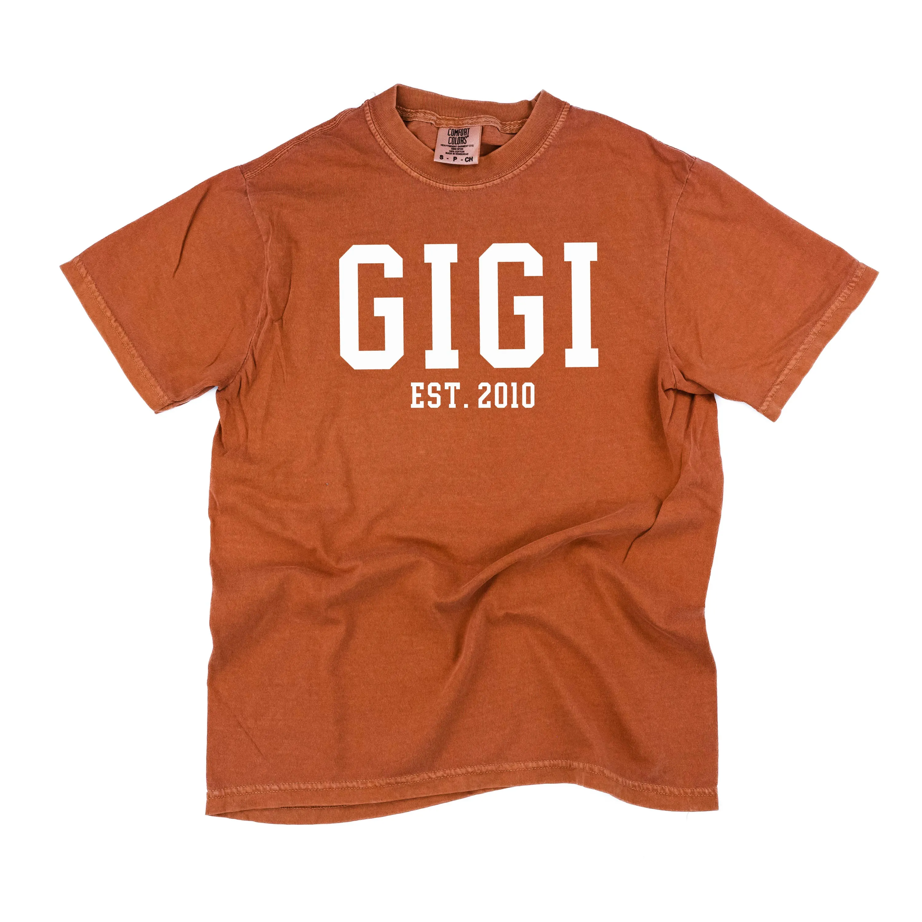 Gigi - EST. (Select Your Year) - SHORT SLEEVE COMFORT COLORS TEE