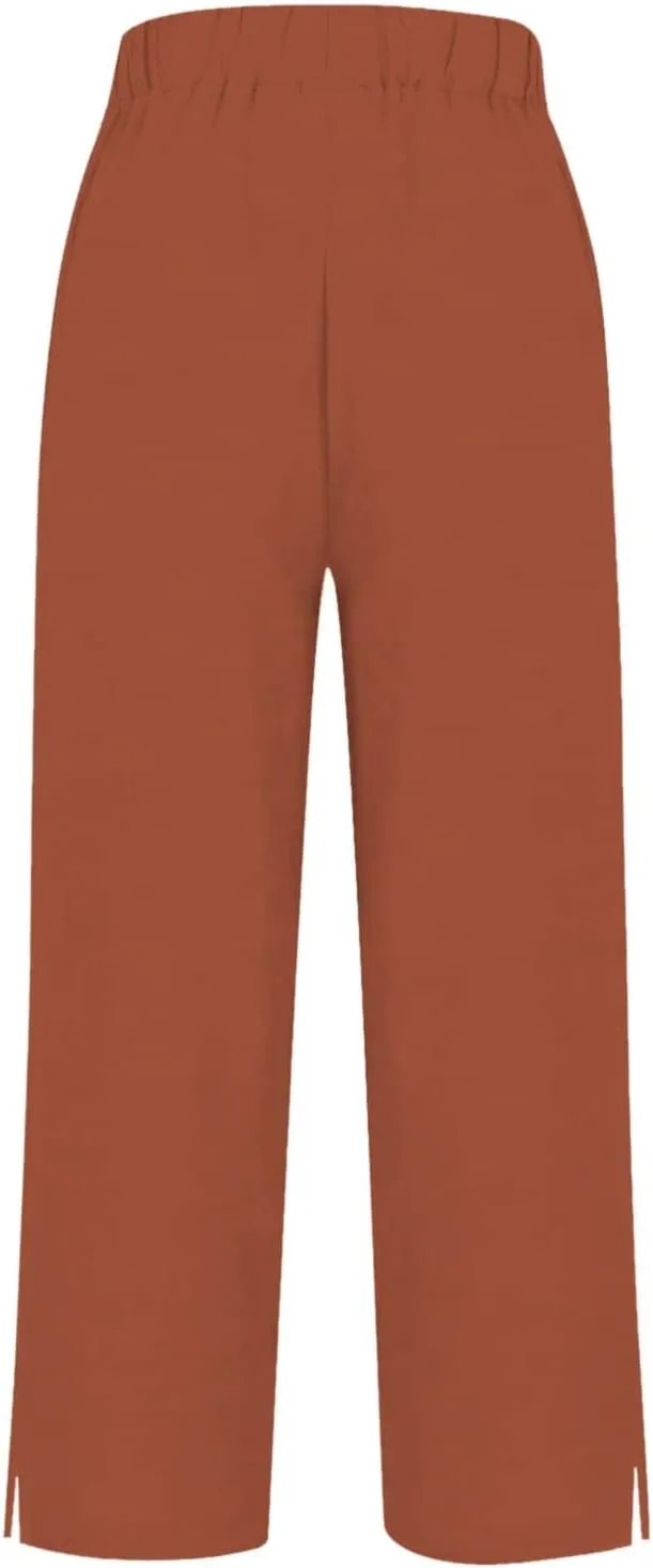 Linen Pants Women Solid Elastic Pants Long Drawstring Linen Women Lounge Sweatpants with Pockets 2025 Spring Fall