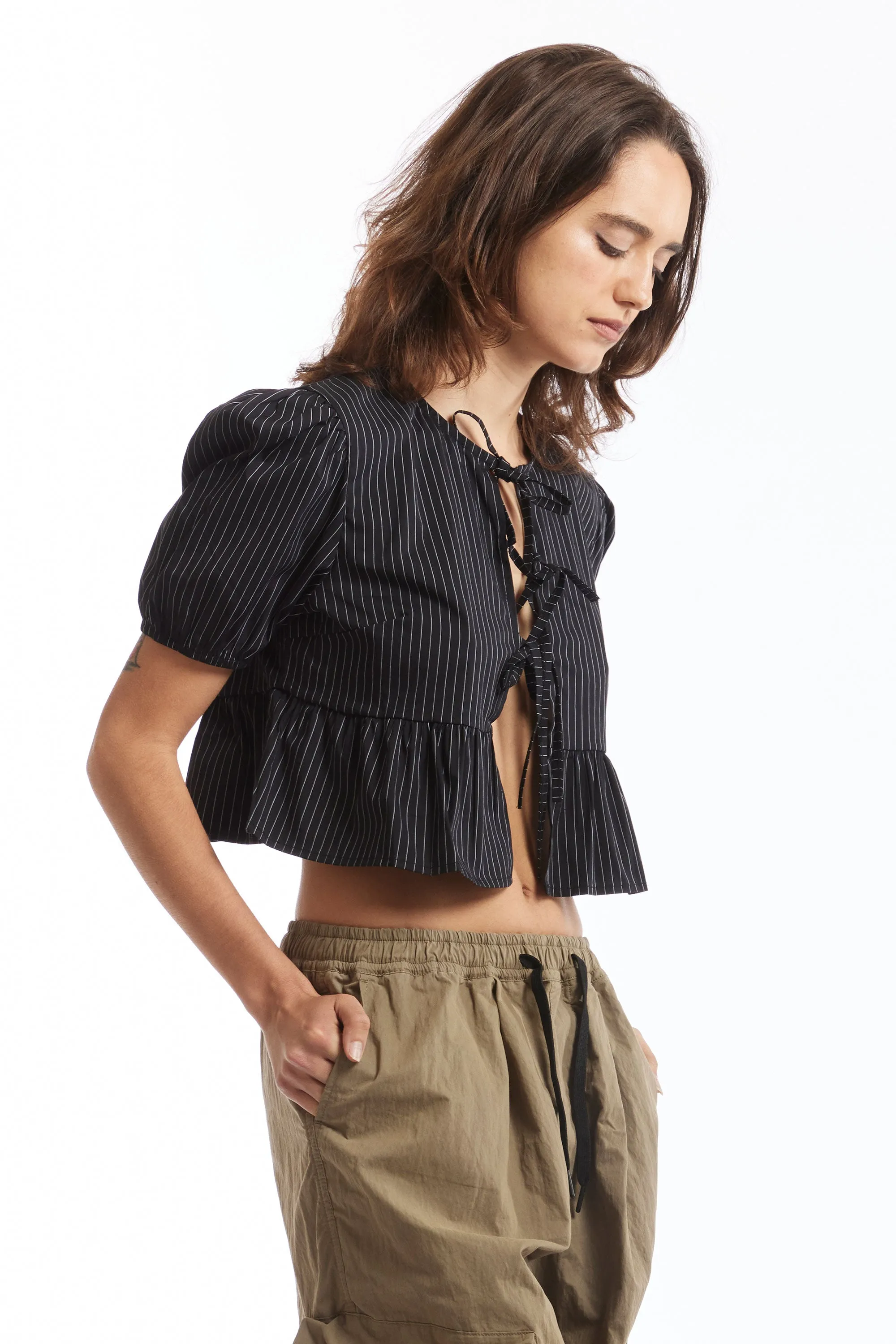 PINSTRIPE RUBY TOP