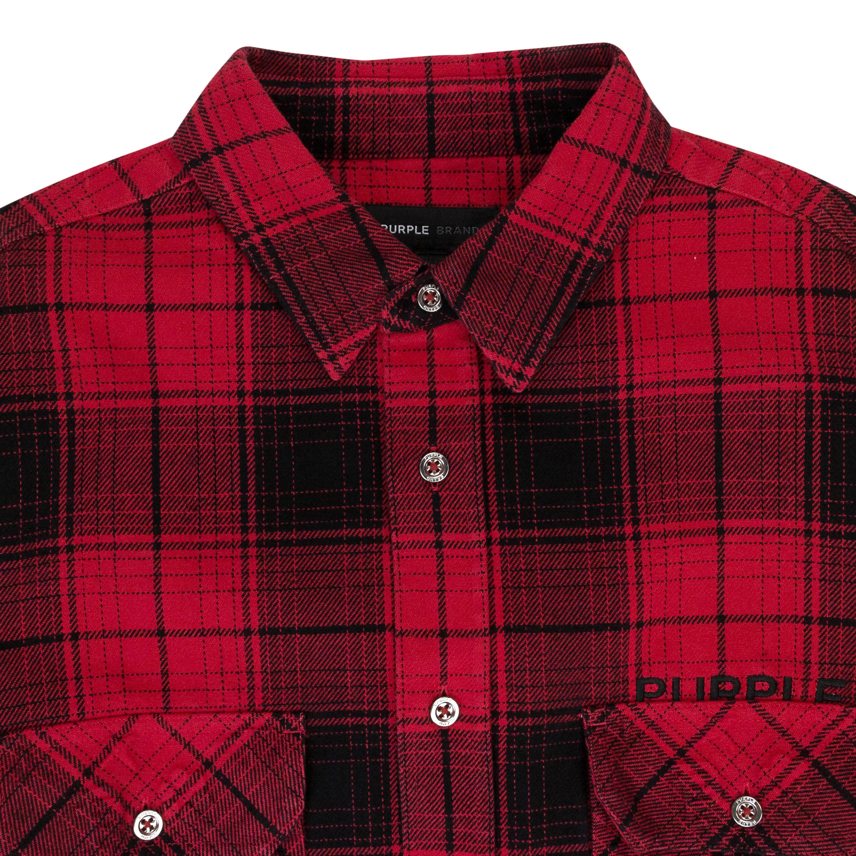 PLAID FLANNEL LS SHIRT RED CASUAL BUTTON-DOWN SHIRTS