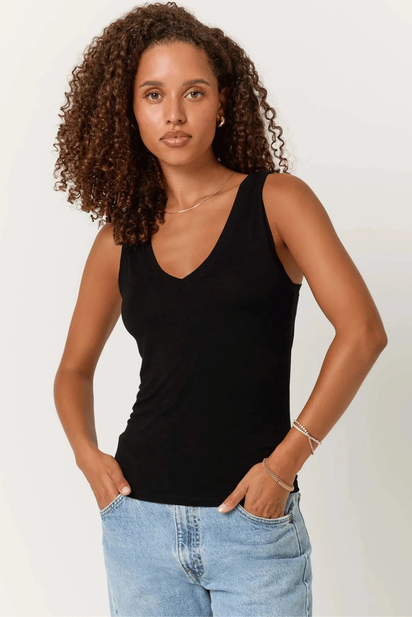 Project Social T Lona V-Neck Tank  Black & Bittersweet Red