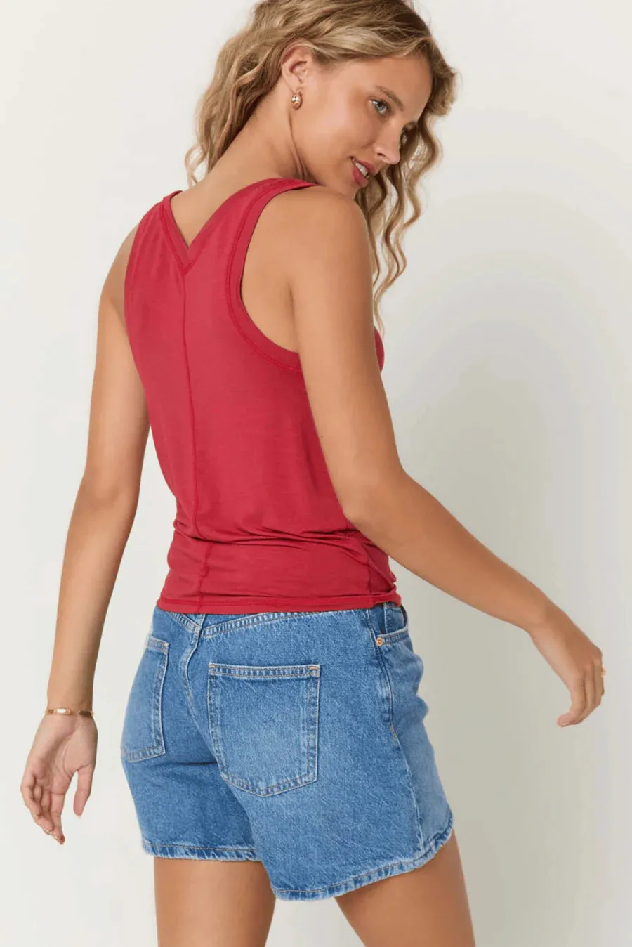 Project Social T Lona V-Neck Tank  Black & Bittersweet Red
