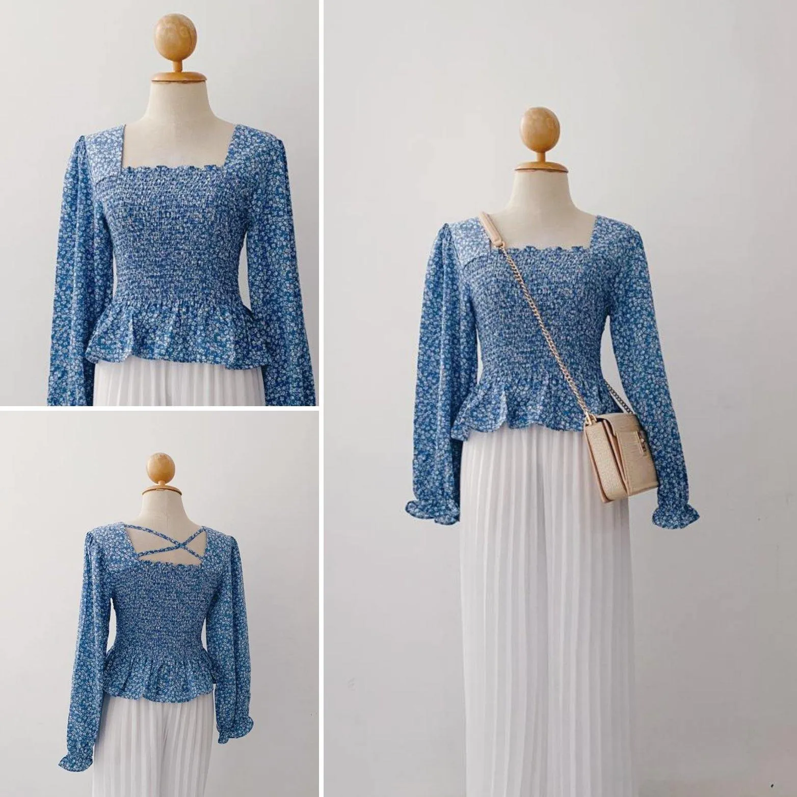 Smocked Peplum Top - Diya