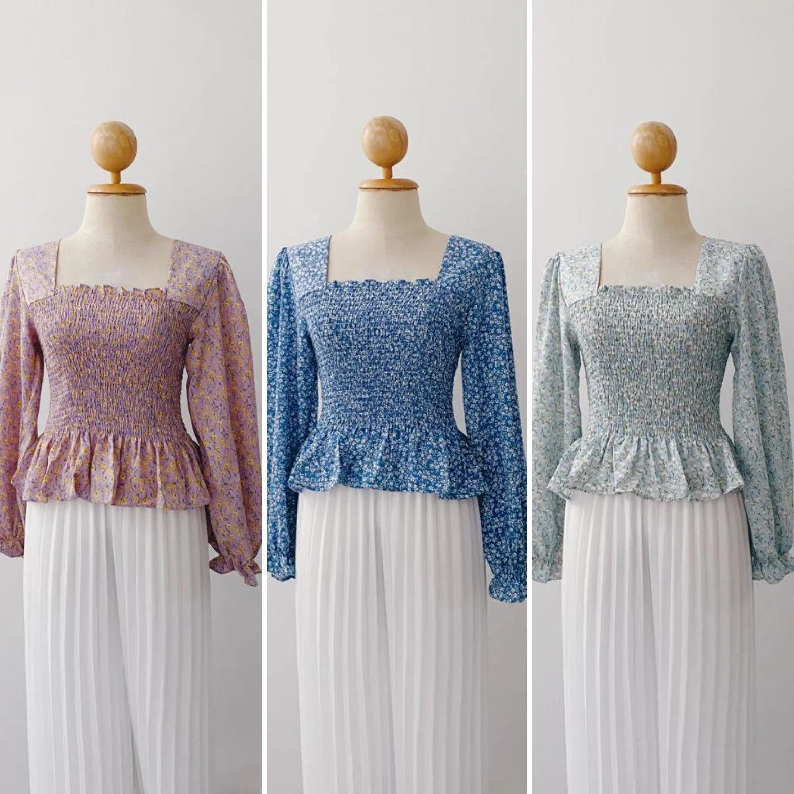 Smocked Peplum Top - Diya