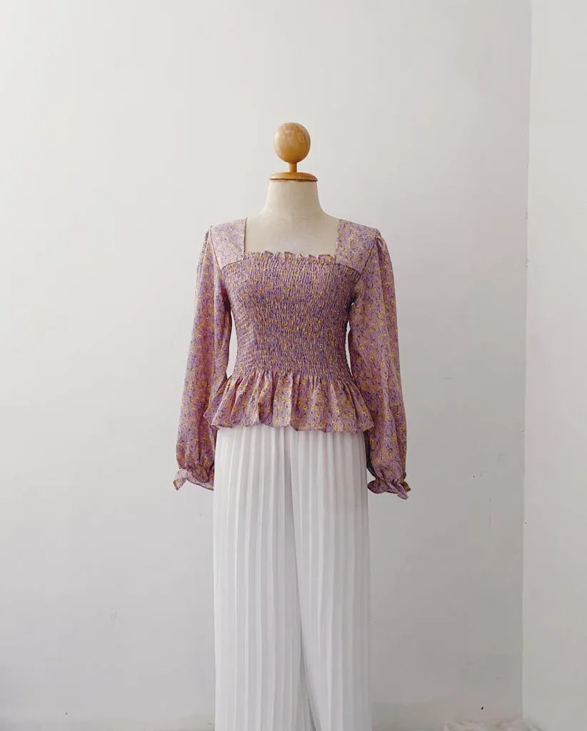Smocked Peplum Top - Diya