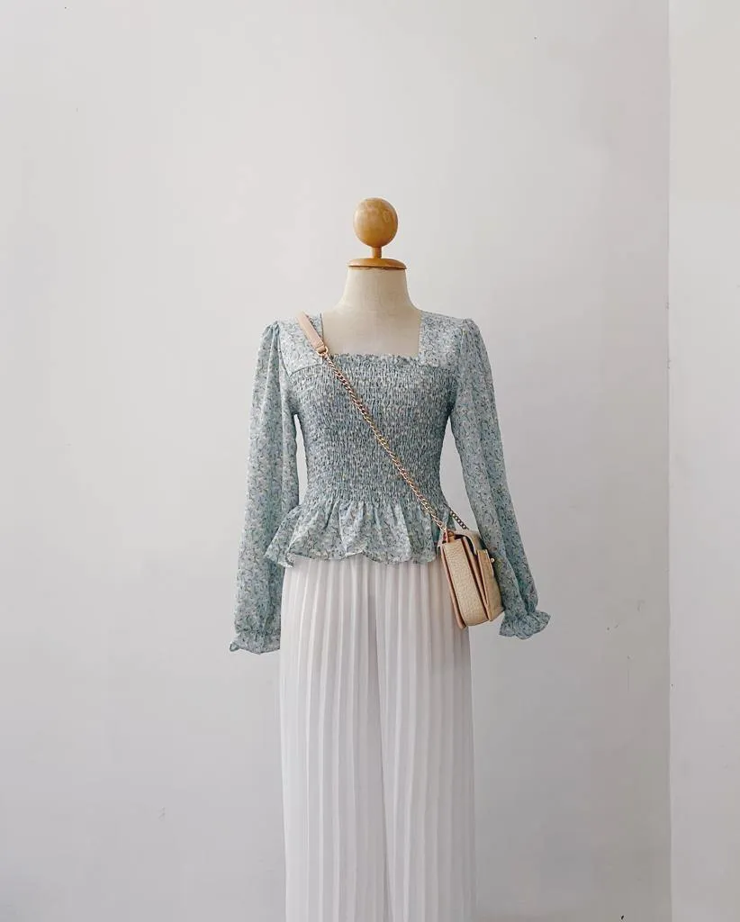 Smocked Peplum Top - Diya