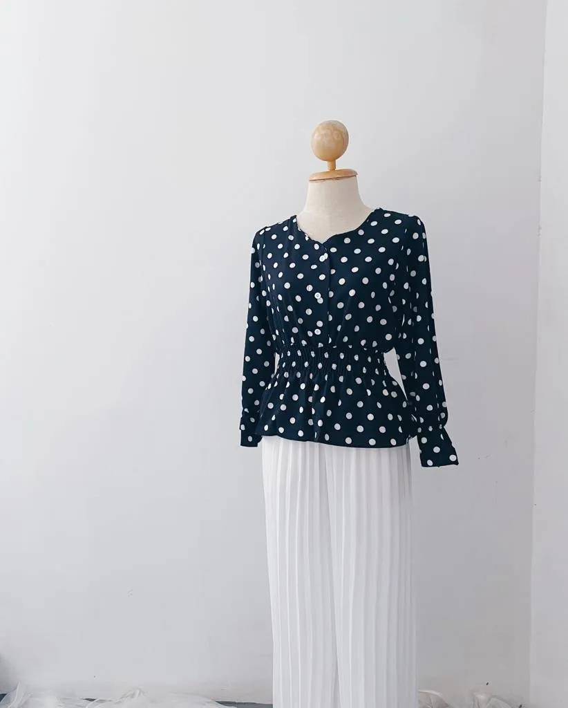 Smocked Peplum Top - Polkadot