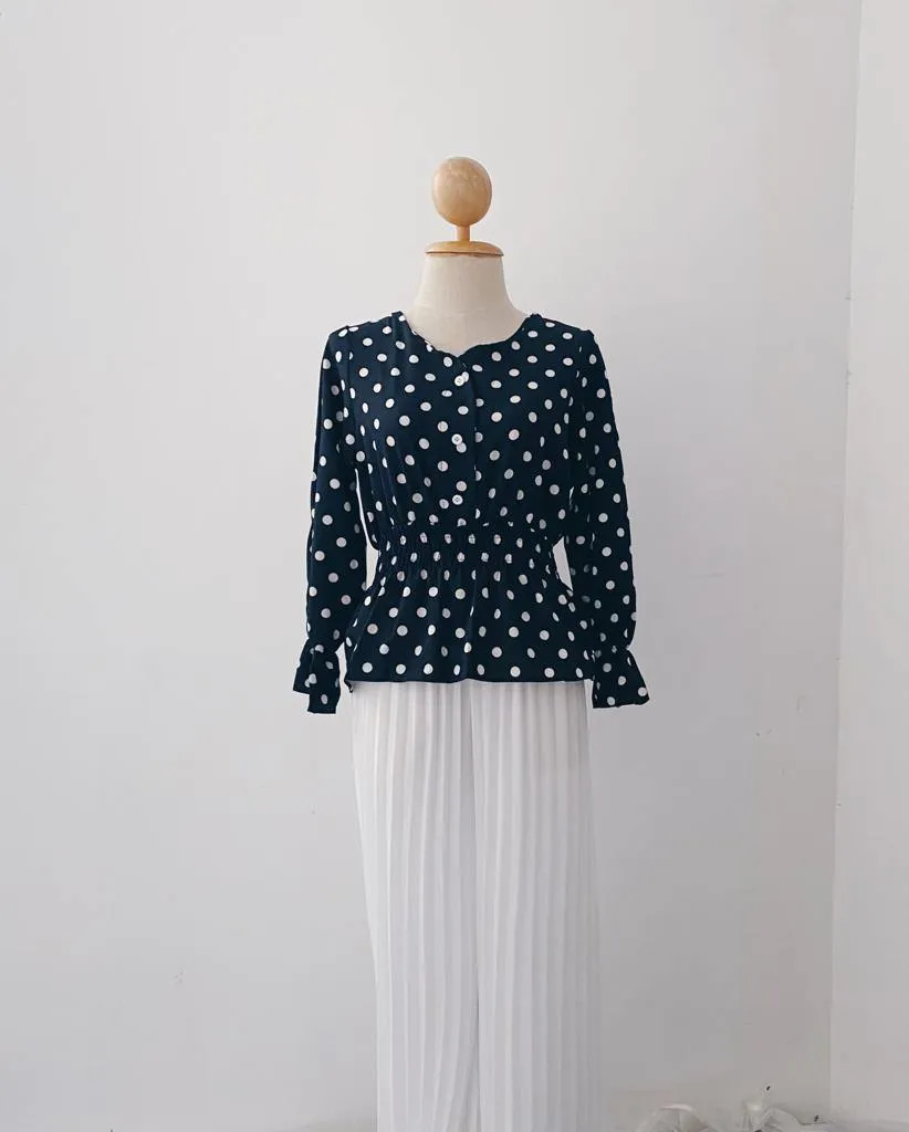Smocked Peplum Top - Polkadot