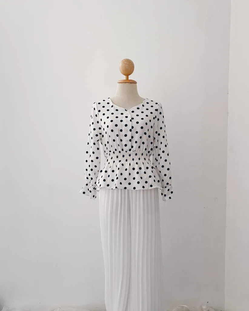 Smocked Peplum Top - Polkadot