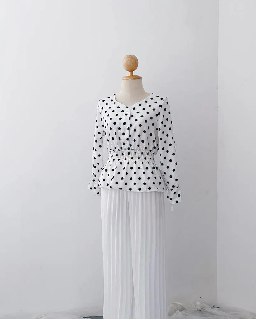 Smocked Peplum Top - Polkadot
