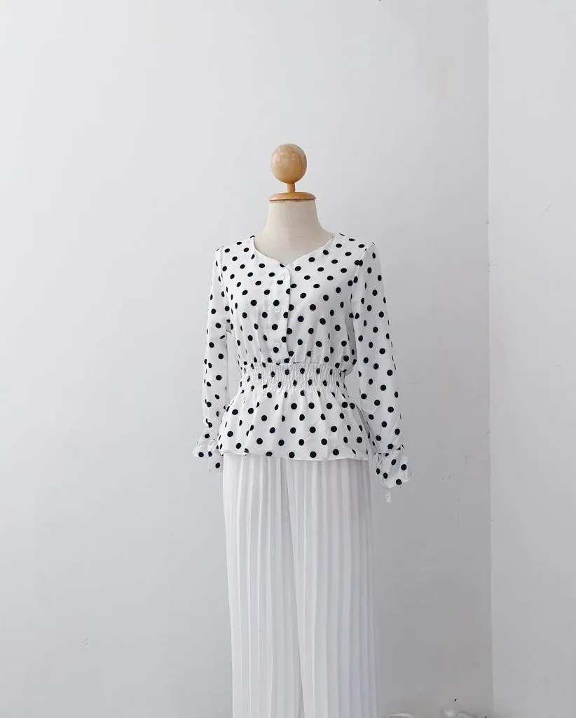 Smocked Peplum Top - Polkadot
