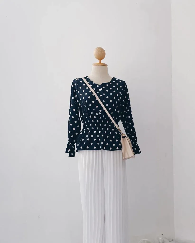 Smocked Peplum Top - Polkadot