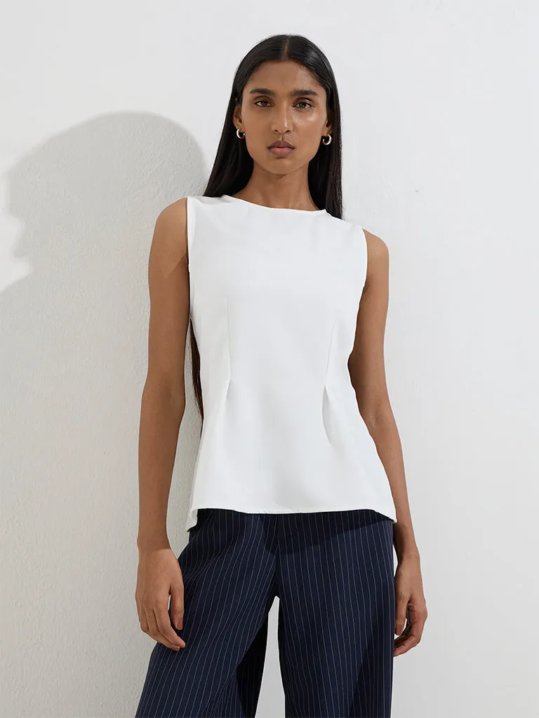 Wardrobe Ivory Solid Peplum Top