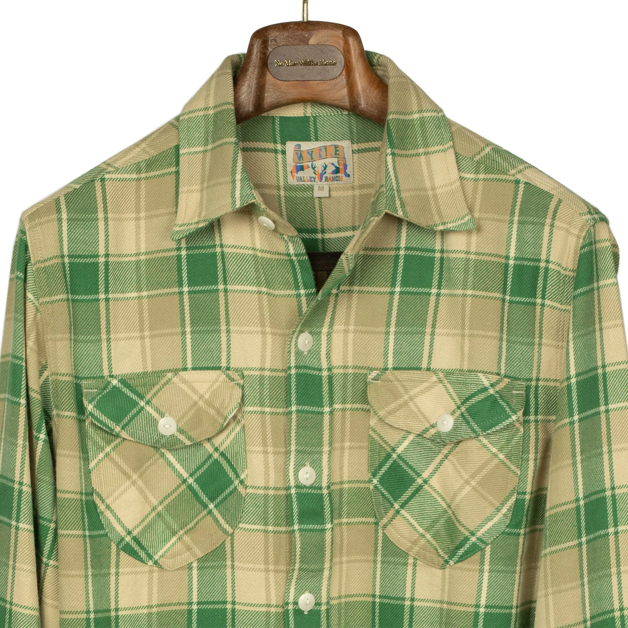 Washed flannel workshirt in "San Luis Valley" hearth plaid cotton